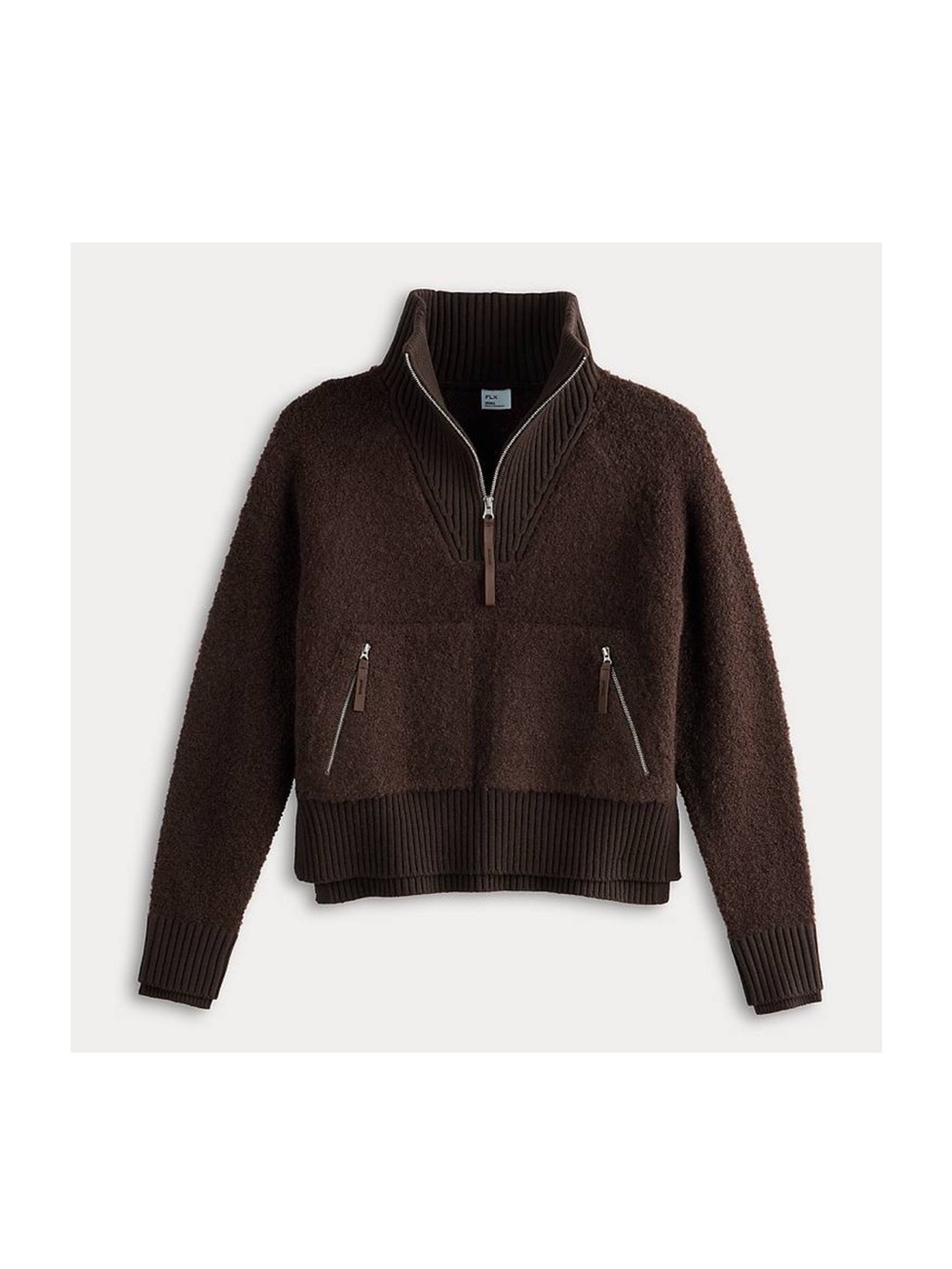 NWT FLX Chunky Quarter-Zip Boucle Pullover Sweater Sz XL $55